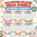 Kids Emotional Wellbeing Bundle | 60 Printable CBT Worksheets (Digital Download)