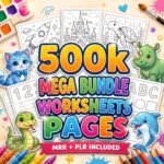 Kids Learning Bundle 500,000+ PLR MRR | Homeschool Worksheets, Printable Activities, Preschool Busy Book, Coloring Pages Digital Download