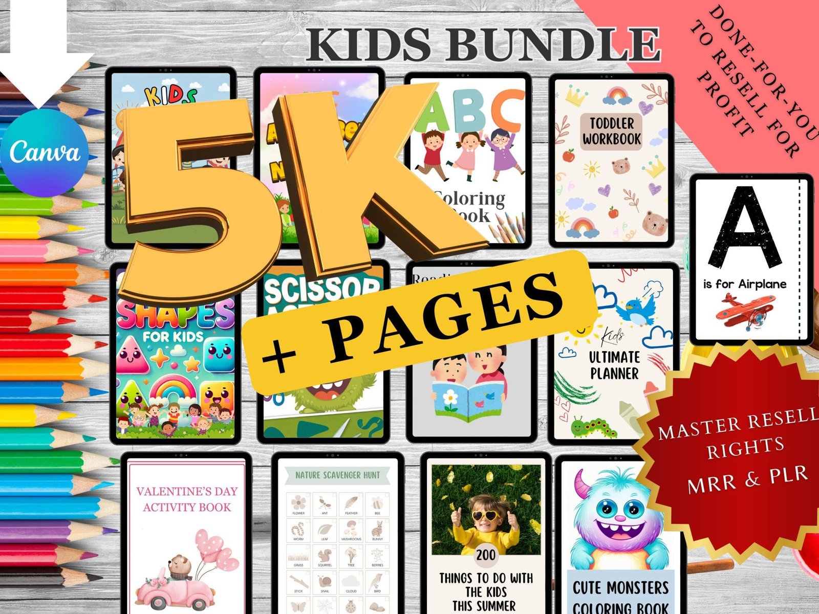 Kids Learning Bundle 5K+ Pages, Planners, Worksheets (MRR PLR) (1) Kids Learning Bundle: 5K+ Pages, Planners, Worksheets (MRR PLR) - Image 1