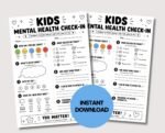 Kids Mental Health Check In Worksheet, Printable Kids Therapy Game, Kids Journal School Counseling Therapy Intervention Emotional Regulation - Image 3