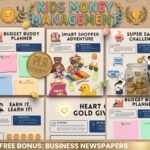Kids Money Management Worksheets | Editable Canva Template | Financial Literacy Activities | PLR Digital Product | Printable