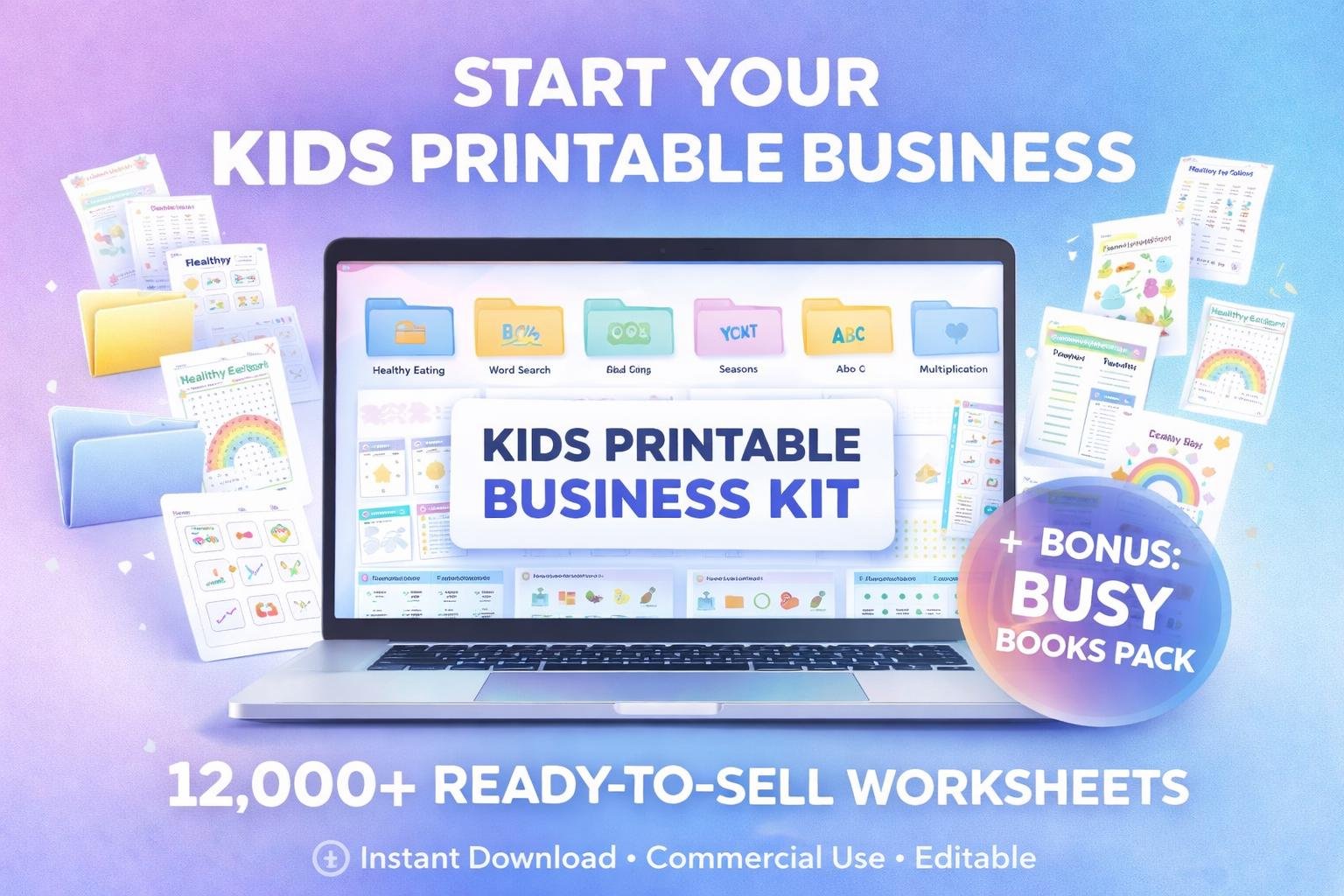 Kids Printable Business Kit 12,000+ Worksheets, Busy Books (Digital Download) (1) Kids Printable Business Kit | 12,000+ Worksheets, Busy Books (Digital Download) - Image 1