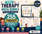 Kids Therapy Worksheets Bundle PLR MRR | ADHD, Anxiety & Emotional Regulation Resources | Canva Editable