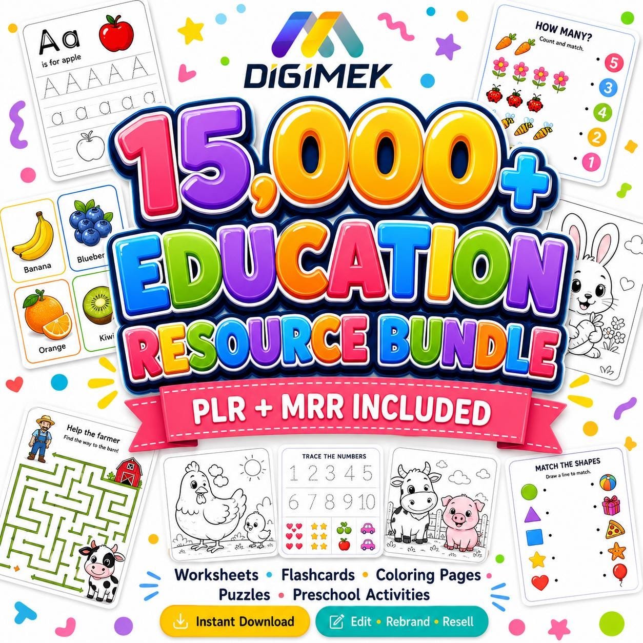 Mega Kids Learning Activities Bundle 15,000+ Printable Educational Games (PLRMRR) (1) Mega Kids Learning Activities Bundle: 15,000+ Printable Educational Games (PLR/MRR) - Image 1