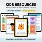 PLR Kids Therapy Worksheets Bundle: Canva Editable Mental Health Resources with Resell Rights