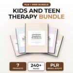 PLR Kids and Teen Therapy Worksheets Bundle with Resell Rights, Emotional Regulation, Social Skills, Editable Word Files