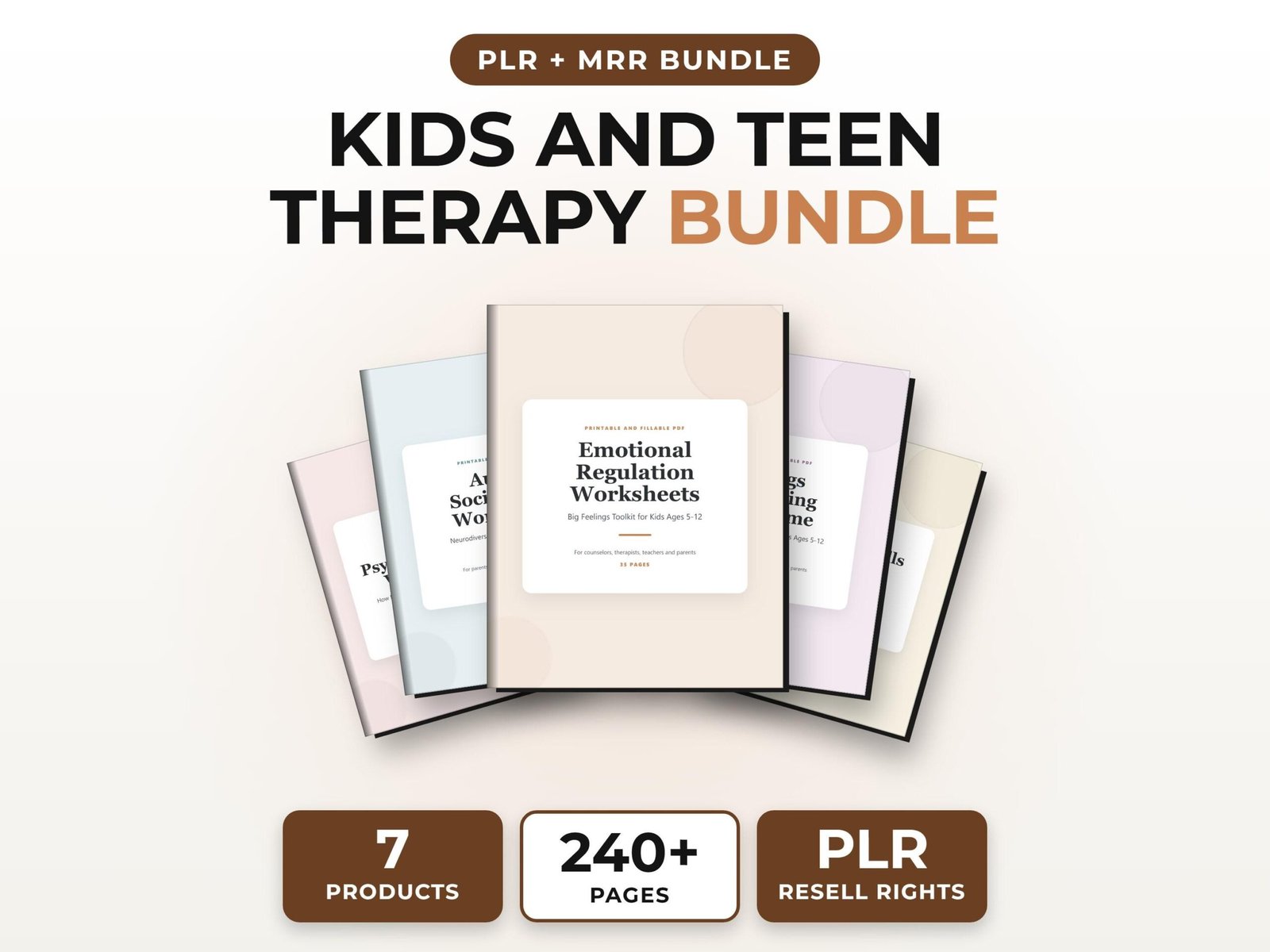PLR Kids and Teen Therapy Worksheets Bundle with Resell Rights, Emotional Regulation (1) PLR Kids and Teen Therapy Worksheets Bundle with Resell Rights, Emotional Regulation, Social Skills, Editable Word Files - Image 1