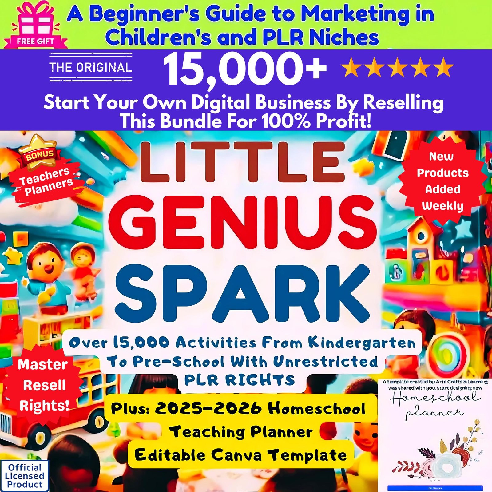 PLR-MRR 15,000+ Kids Activity Pages, Preschool Kindergarten Worksheets (1) PLR-MRR 15,000+ Kids Activity Pages, Preschool Kindergarten Worksheets - Image 1