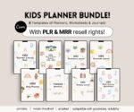 PLR MRR Digital Products Kids Planner Bundle, Master Resell Rights, Kids Education Teachers Parents Worksheets For Kids Classroom Activities