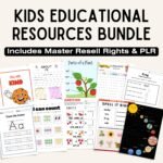 PLR MRR Kids Digital Products, plr mrr Educational Resources, Editable Kids Activities Worksheets, Private Label Rights Master Resell Rights
