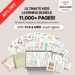 PLR MRR Kids Education Resources, Teachers Parents Worksheets For Kids Classroom Activities, Master Resell Rights, Digital Product Bundle