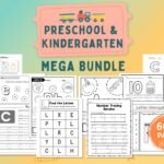 Preschool + Kindergarten Worksheets Bundle | 600+ Pages Printable Learning Activities | Tracing, Alphabet, Math, Dot Marker, Fine Motor