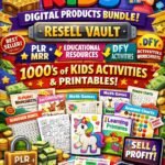 Ultimate Kids Digital Products Bundle| Resell Vault | PLR MRR Educational Resources | DFY Activities Worksheets