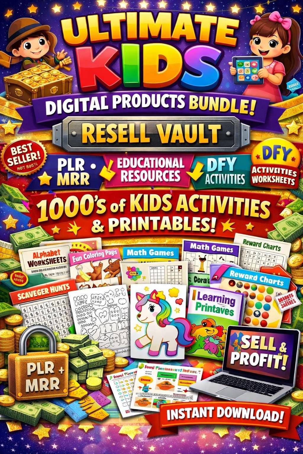 Ultimate Kids Digital Products Bundle Resell Vault PLR MRR Educational Resources DFY Acti (2) Ultimate Kids Digital Products Bundle| Resell Vault | PLR MRR Educational Resources | DFY Activities Worksheets - Image 1