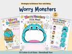 Worry Monster Activity Book for Kids, CBT Worksheets (Digital Download)