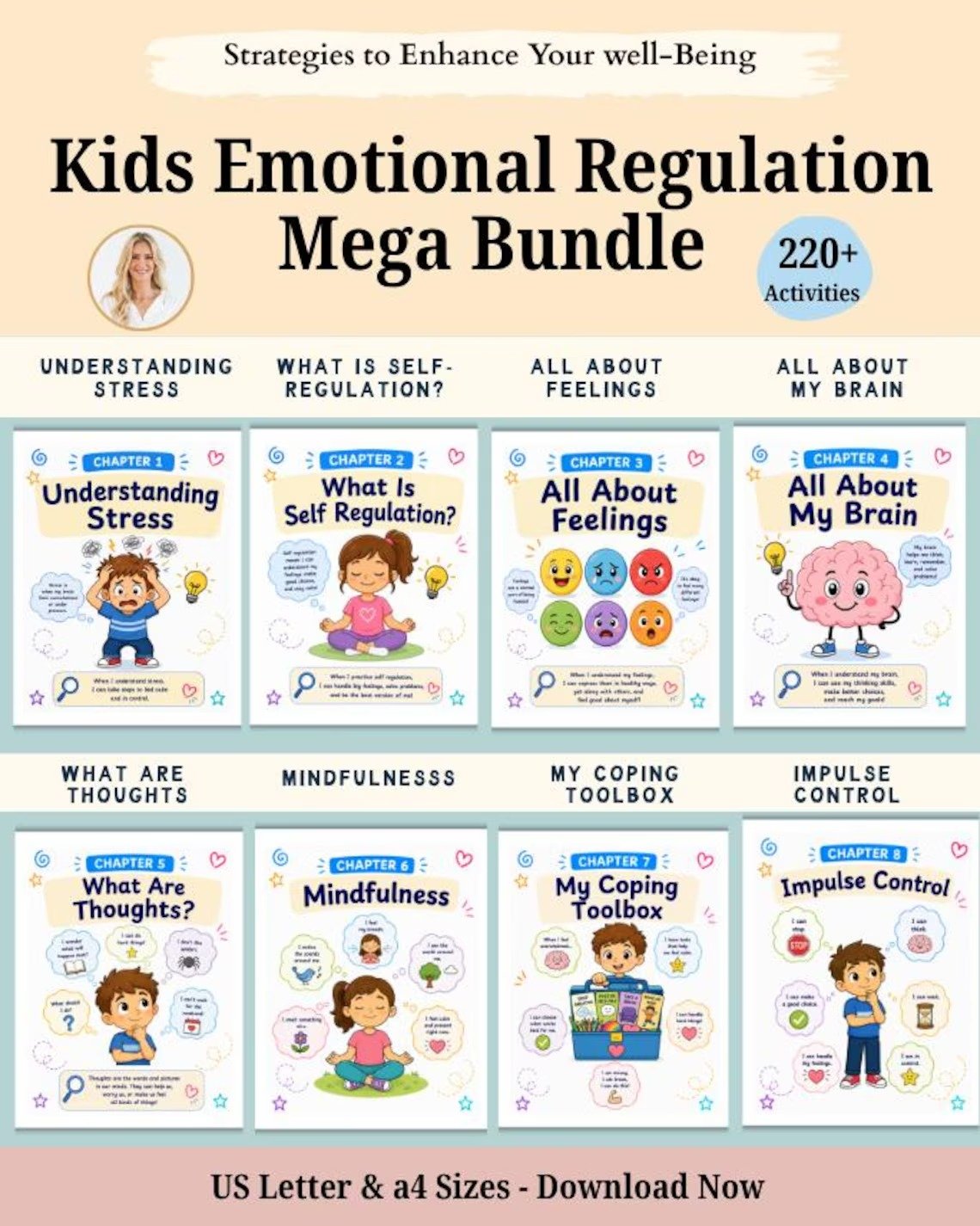 download (2) Kids Self-Regulation Mega Book. Over 220 Activities. Grounding Techniques. Mindfulness Skills. ADHD Visual Support - Image 1