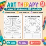 Art Therapy Kids, SEL Worksheets, CBT Coping Skills, Mindfulness Coloring
