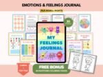 Kids Feelings & Emotions Journal, Emotional Regulation Workbook, Kids Coping Skills, Mental Health Resource, Canva + PDF, PLR